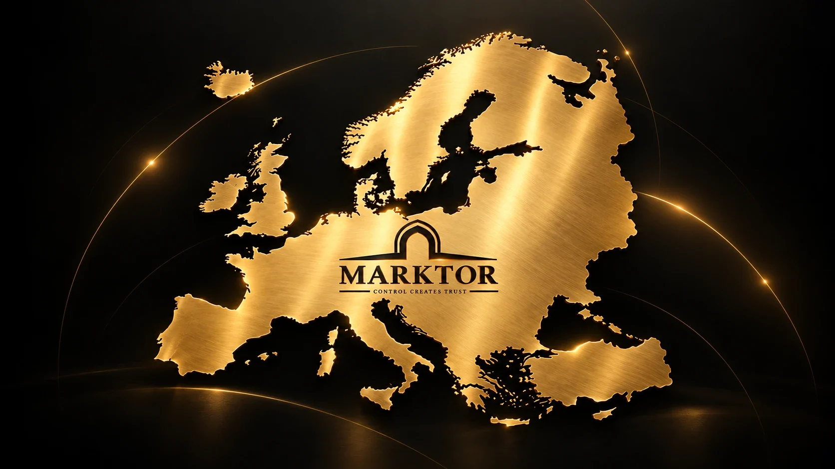 Subtle map of Europe with the MARKTOR symbol representing planned European collaboration