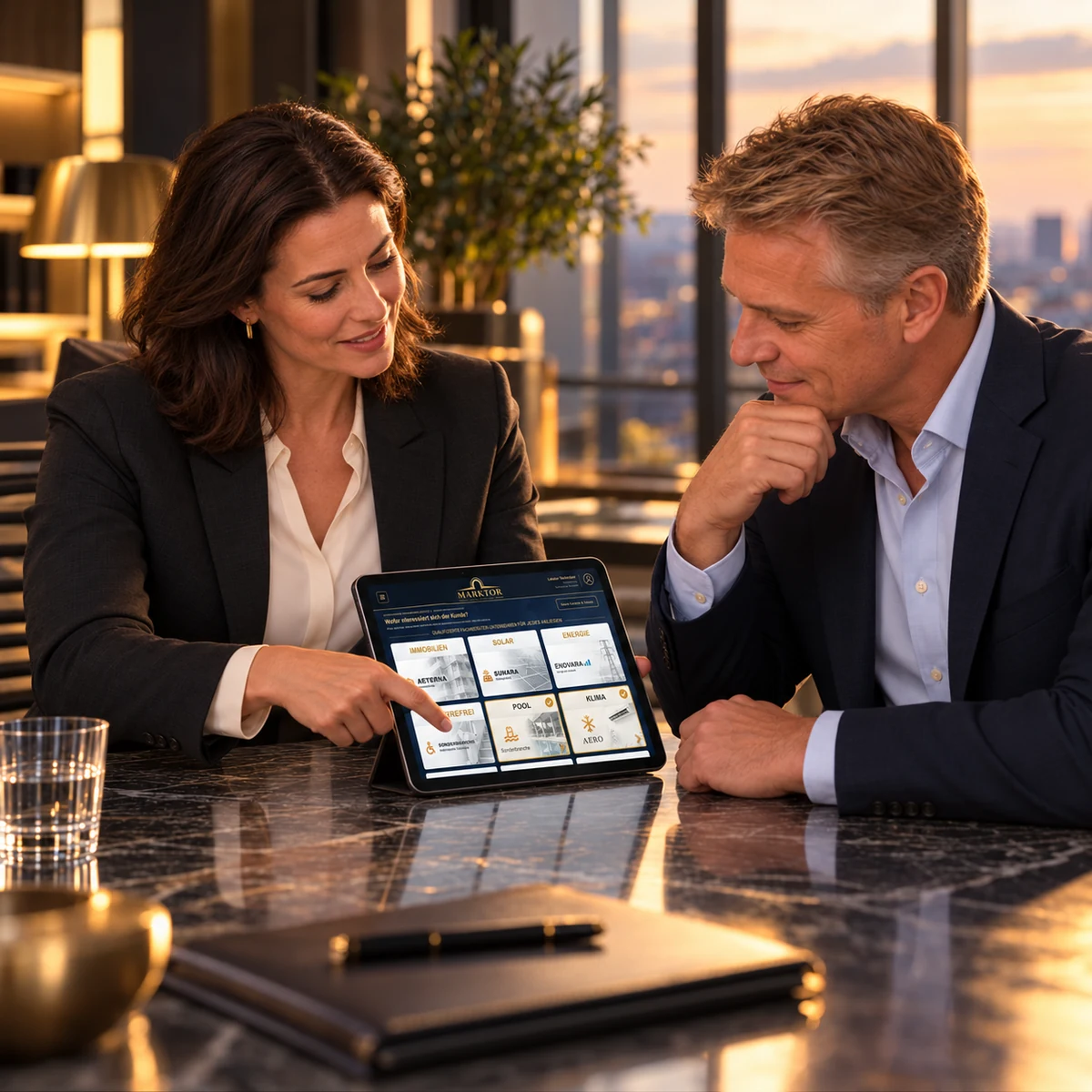 Expert advice and personal consultation using a tablet.